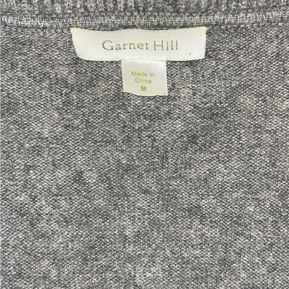 Garnet Hill 100% Cashmere Gray Button Up Ruffle Cardigan Sweater Size M - Picture 3 of 5